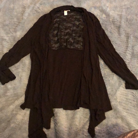 Black Sweater with Lace Backing - Picture 1 of 2